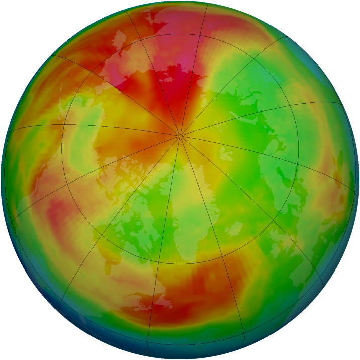 Arctic ozone map for 13 February 1980